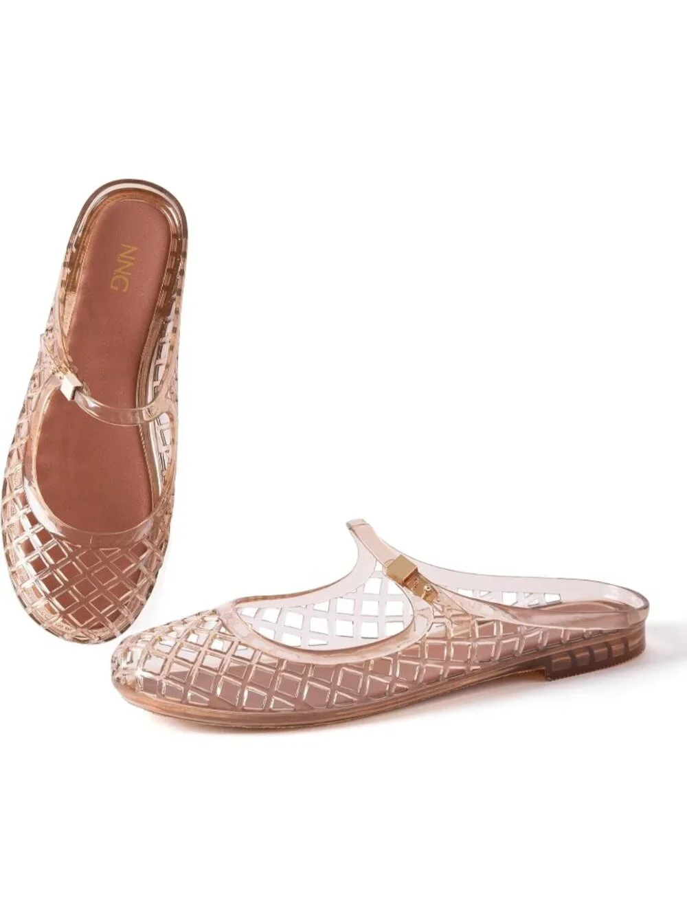 Women's Mocha Mary Jane Jelly Mule Flat Sandals Waterproof Beach Pool Comfort